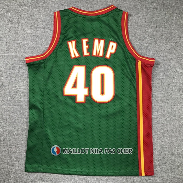 Maillot Enfant Seattle Supersonics Shawn Kemp NO 40 Historic Retro Vert2